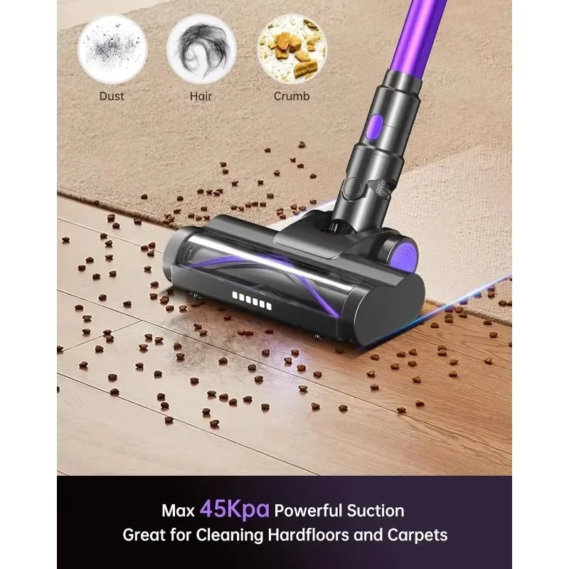 

Hot Products.Cordless Vacuum Cleaner with LED Display, 45kpa 550W Brushless Motor, Max 50 Mins Runtime with Detachable Battery,