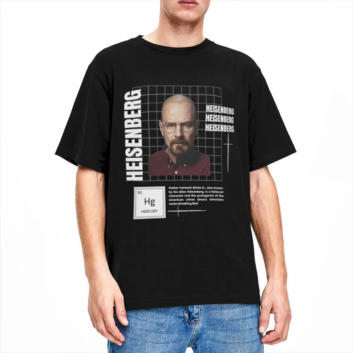 Heisenberg Breaking Bad Walter White T Shirts for Men Pure Cotton Funny T-Shirt O Neck Tees Short Sleeve Clothes Unique