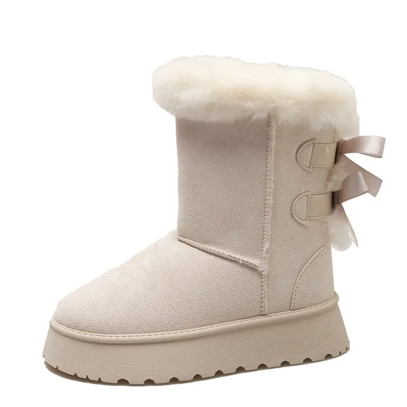 Women\'s Snow Boots 2024 Winter New Fashion Plush Platform Shoes Outdoor Warm Boots Women Shoes Bota Camurca Cano Longo