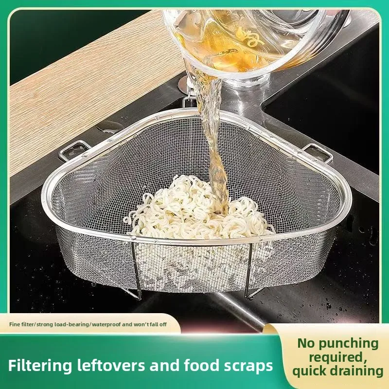 

Sink Drain Basket Triangular Dishwasher Hanging Filter Basket Stainless Steel Leftover Filter Kitchen Hanging Basket