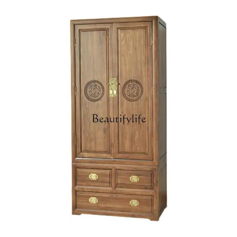 

North old elm large wardrobe all solid wood overall top box cabinet bottom box cabinet