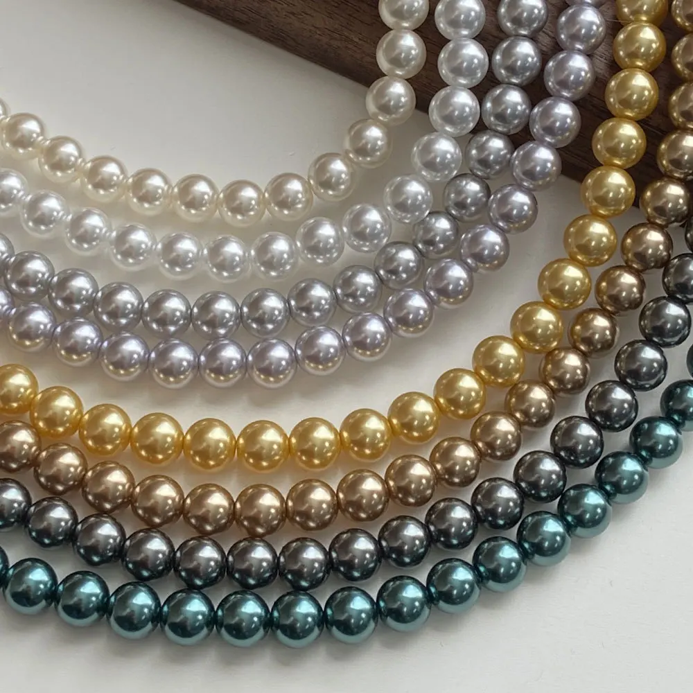 

New Glass Colorful Imitation Pearl Round Full Hole 2mm-10mm Beads DIY Necklaces Bracelets Fashion Jewelry Clothing Accessories