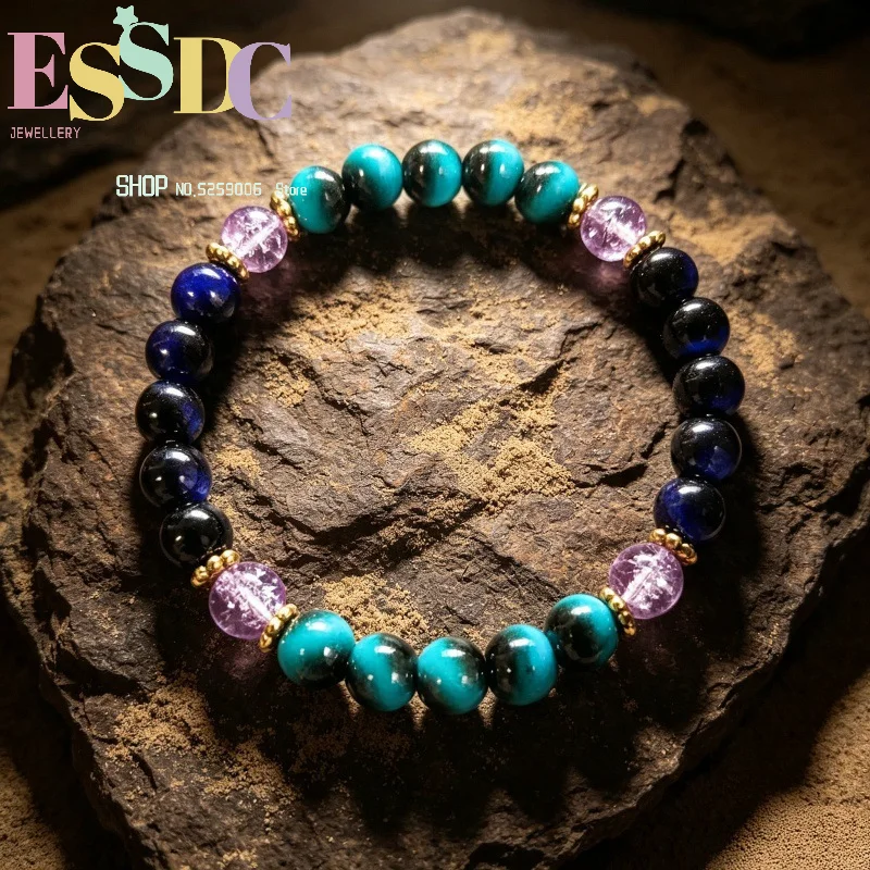 Best Selling Fashion Jewelry Bracelet Lake Blue Lapis Gold Tiger Eye Resin Bracelet Balance Energy Anniversary Gift