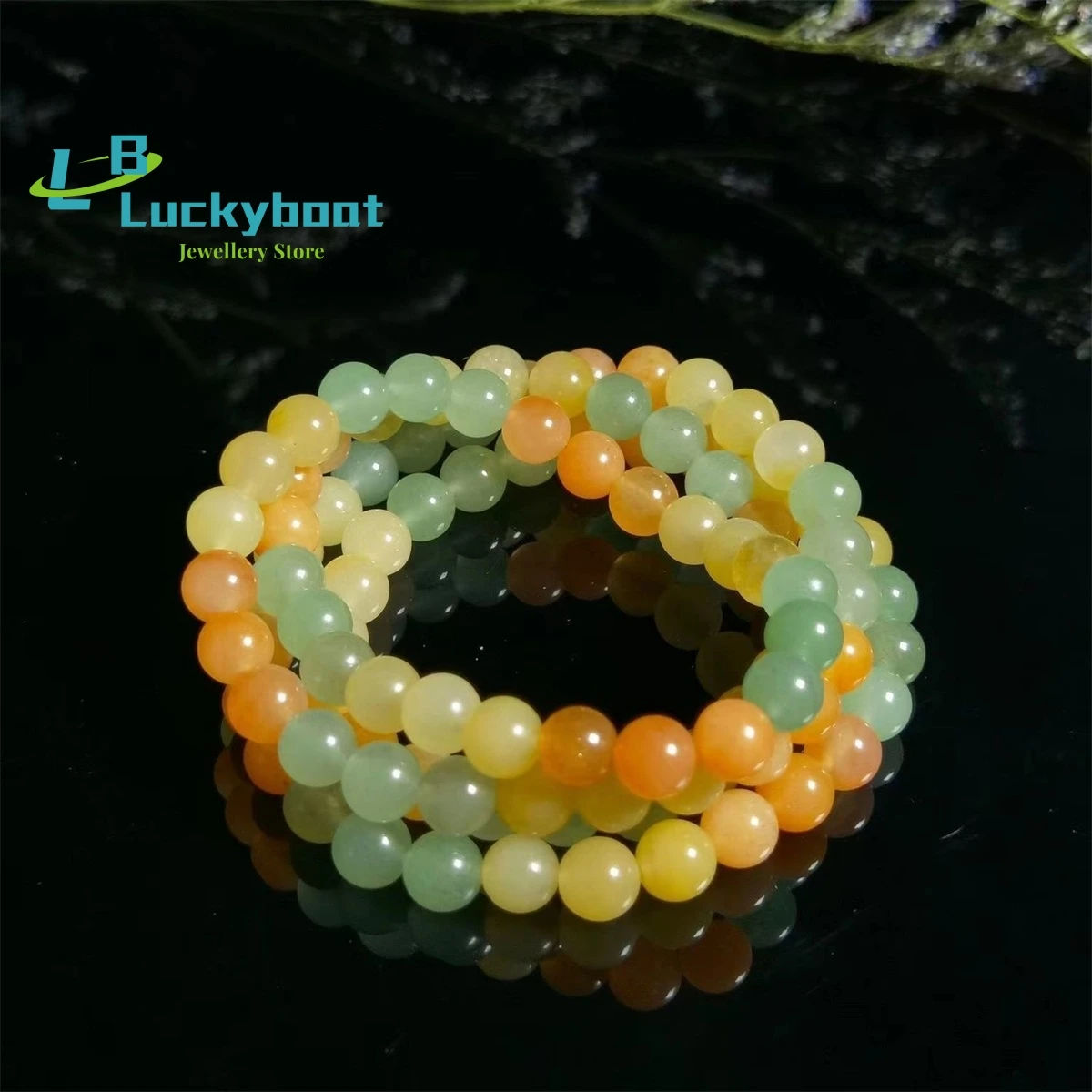 Gold Silk Jade Boutique Tri Color Multi Loop Bracelet 8mm Natural  Beads Selected from Seasonal Hot Selling Both Men and Women