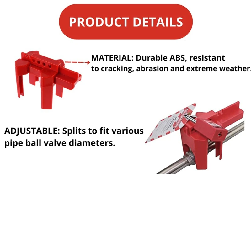 Ball Valve Lockout With Padlock For 1/2In-2-1/2In Outside Diameter Pipe - Design Prevents Accidental Activation