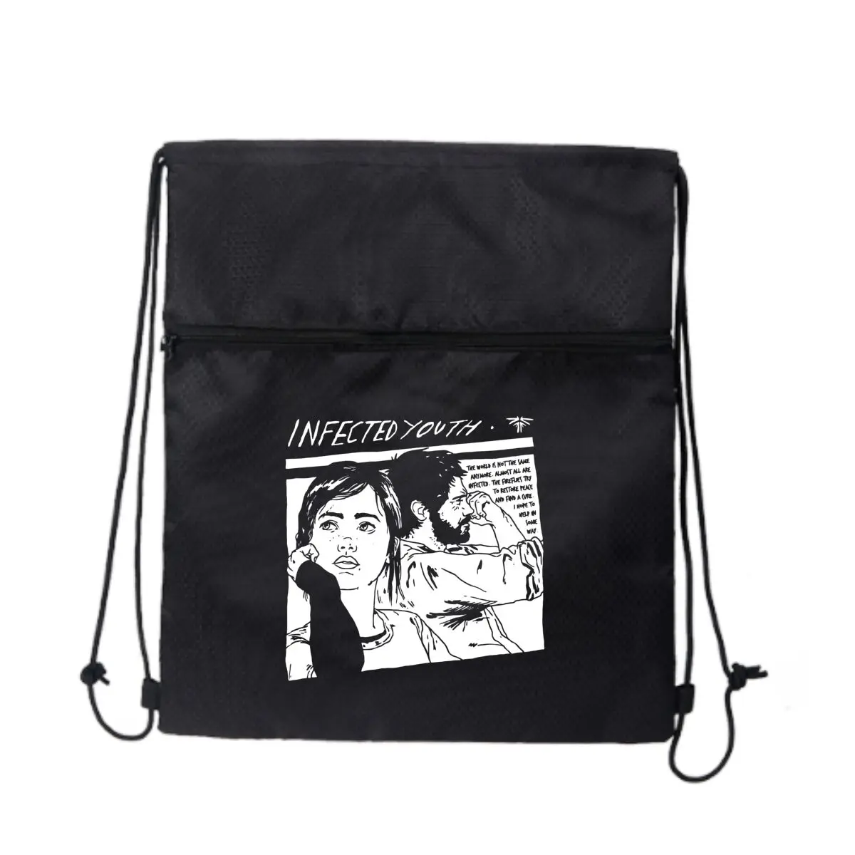

Легкий рюкзак на молнии с застежкой-молнией Infected Youth Text Art Black Trail для прогулок природы