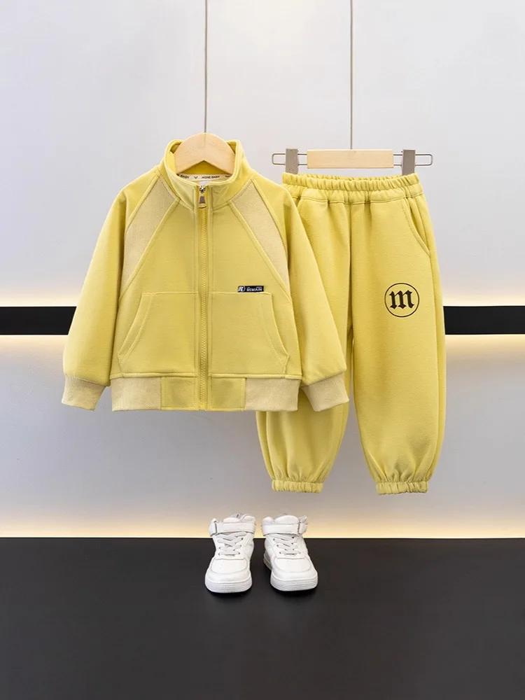 New Spring Autumn Children Clothes Set Kids Boys Sets Children Boy Casual Tracksuit Outfits Patchwork Coat+Pants 2Pcs/Sets 2-13Y