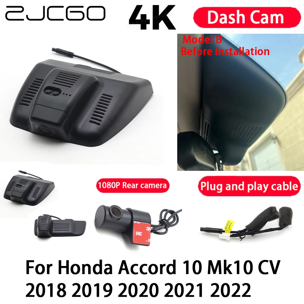 

Car Camera 4K Plug and Play Dash Cam Video Recorder Night Vision for Honda Accord 10 Mk10 CV 2018 2019 2020 2021 2022