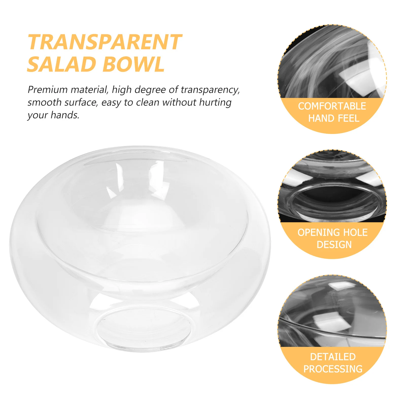 

Dry Ice Salad Bowl Crystal Clear Hand Blown Kitchen Tableware Hotel Use Smooth Surface Easy to Clean Artistic Design