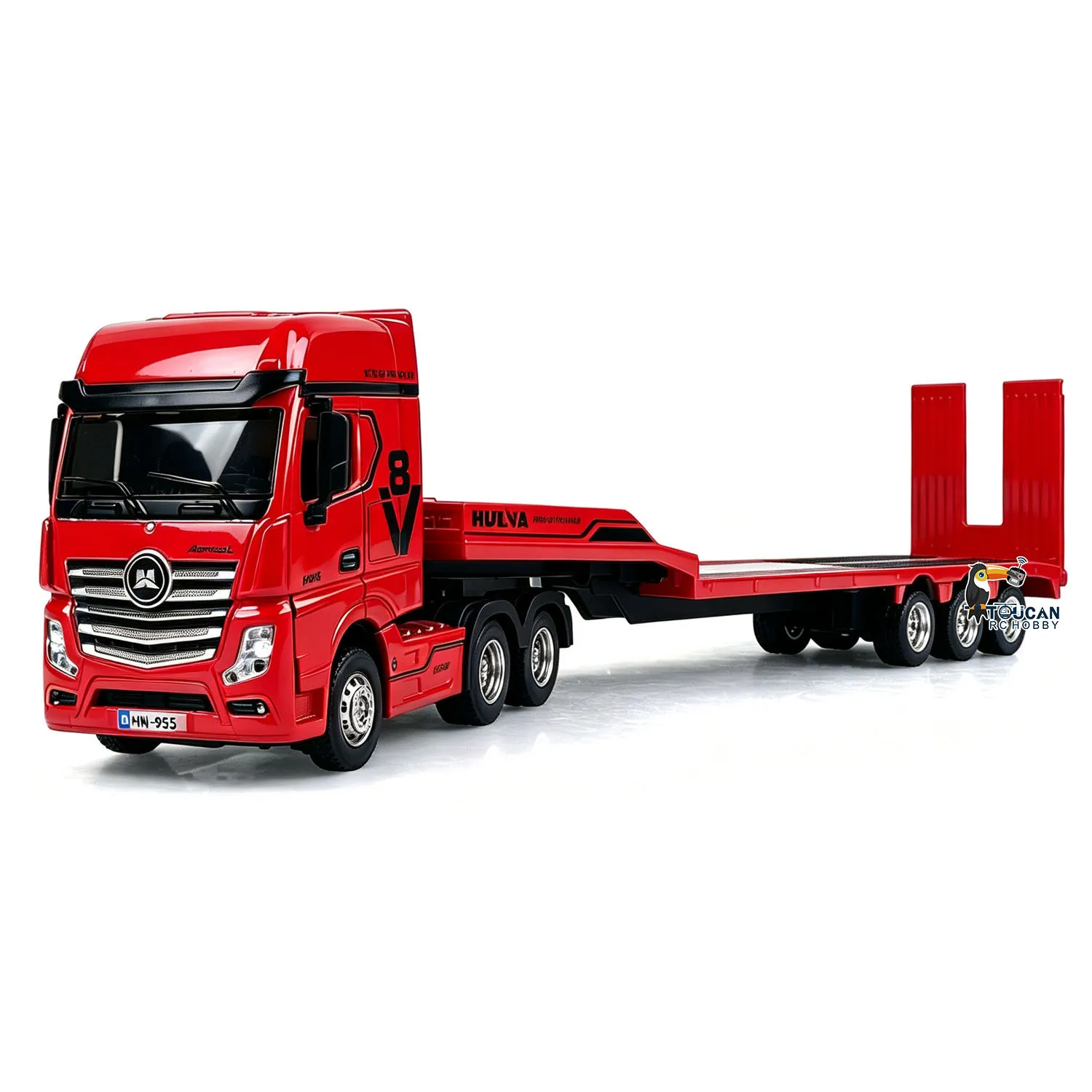 Auf Lager 9900 RTR HUINA 1/64 Ferngesteuerter Traktor-LKW mit 3-Achs-Sattelauflieger, Lichtern, Soundeffekten und Manuellen Stützbeinen – Detail 1