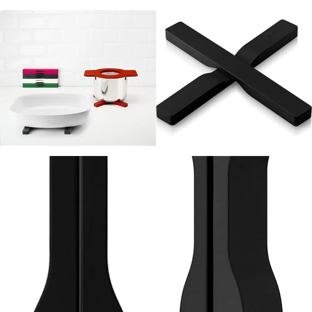 

Magnetic Silicone Trivet with Built-in Magnets, Dishwasher Safe, Danish Design, Black