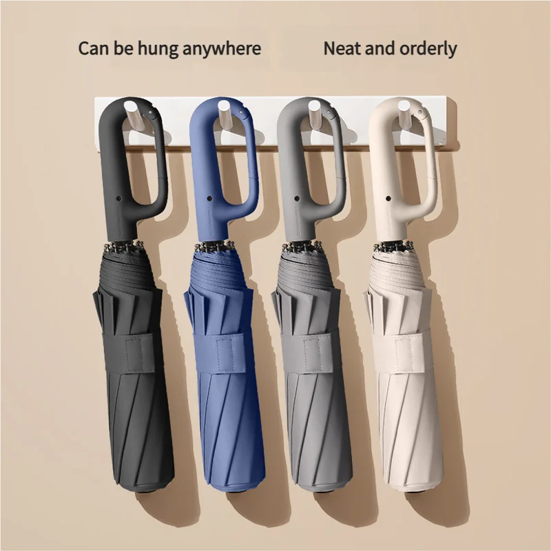 20 Bones Windproof Strong 105CM Reinforced Automatic Folding Umbrella for Men, Large Buckle Handle Wind and Water Resistant