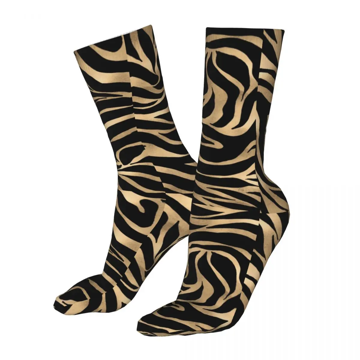 Fashion Socks Men's Women's Harajuku Metallic Gold Zebra Black Animal Print Socks Skateboard Socks Spring Summer Autumn Winter