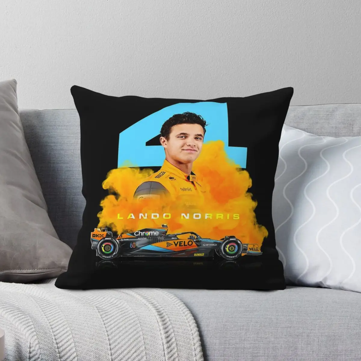 Lando Norris 4 Square Pillowcase Polyester Linen Velvet Creative Zip Decor Throw Pillow Case Home Cushion Cover