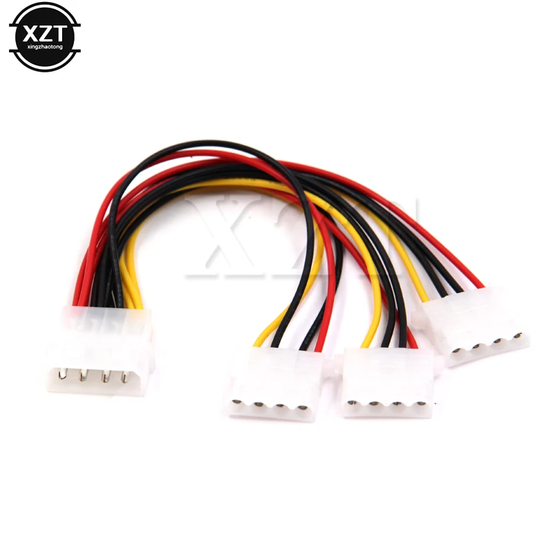 High Quality 4 Pin Molex Male to 3 port Molex IDE Female Power Supply Splitter Adapter Computer 4Pin IDE Power Cord