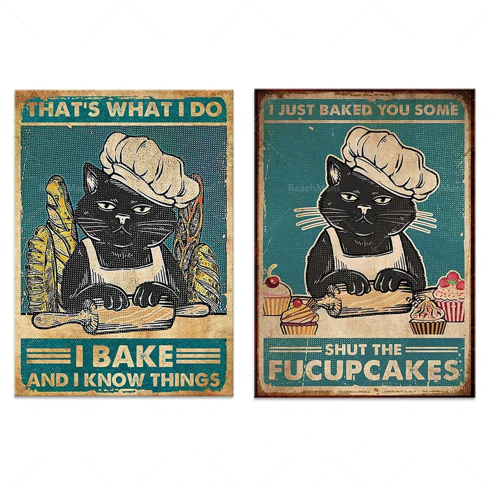 This is what I do, I cook, I know retro things posters, funny cat posters for cat lovers gifts, retro posters printing wall deco