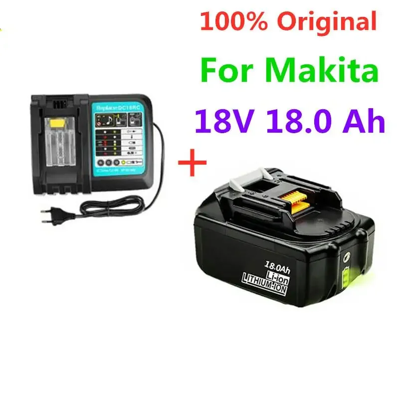 

2022 New 18V 18.0Ah Battery 8000mAh Li-Ion Battery Replacement Power Battery for MAKITA BL1880 BL1860 BL1830battery+ Charger