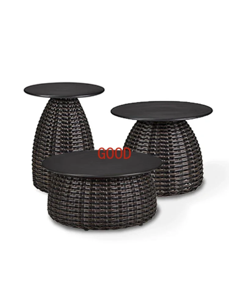 ~Nordic Side Table round Table Rattan Chair Outdoor Rattan Balcony Small Coffee  Side Table