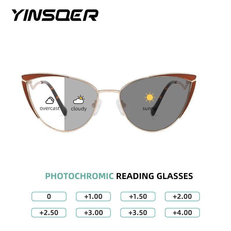 

YINSQER Photochromic Glasses Woman Lens Reading Fashion Cat Eye Women's Sunglasses Luxury Eyepieces for Reading Eyewear Women 1