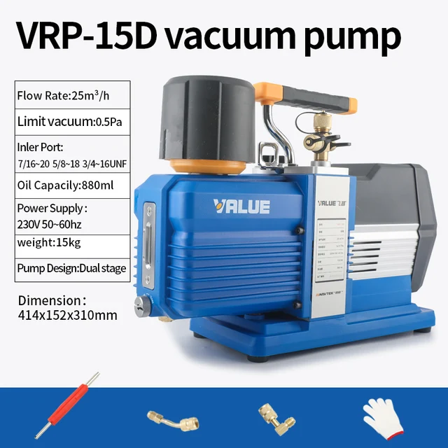 VRP-15D Vacuum Pump Suitable for Large-scale Cold Storage Air Conditioner Maintenance Aspirated Portable 7L R32