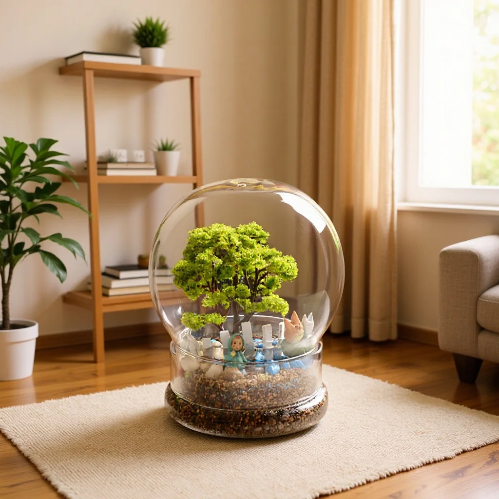 Picture 3: Split Type Spherical Desktop Glass Vase Green Moss Micro Landscape Terrarium High Quality Home Decor Bansai Container