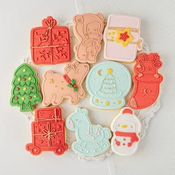 2pcs/set Christmas Cake Cookie Press Stamp Mold New Year Biscuit Embosser Mold Acrylic Xmas Tree Fondant Sugar Cake Baking Tools