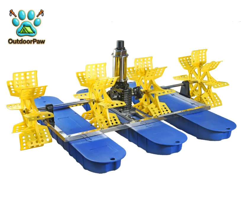 New high-efficiency water-cooled SS304 stainless steel motor aquaculture machine 4 impeller paddle wheel aerator