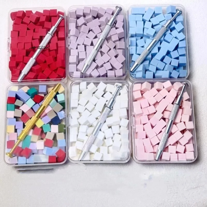 100Pcs Gradient Sponge Brush Set with Tools for Nail Art Gel Polish Application Glitter Powder Manicure Accessory