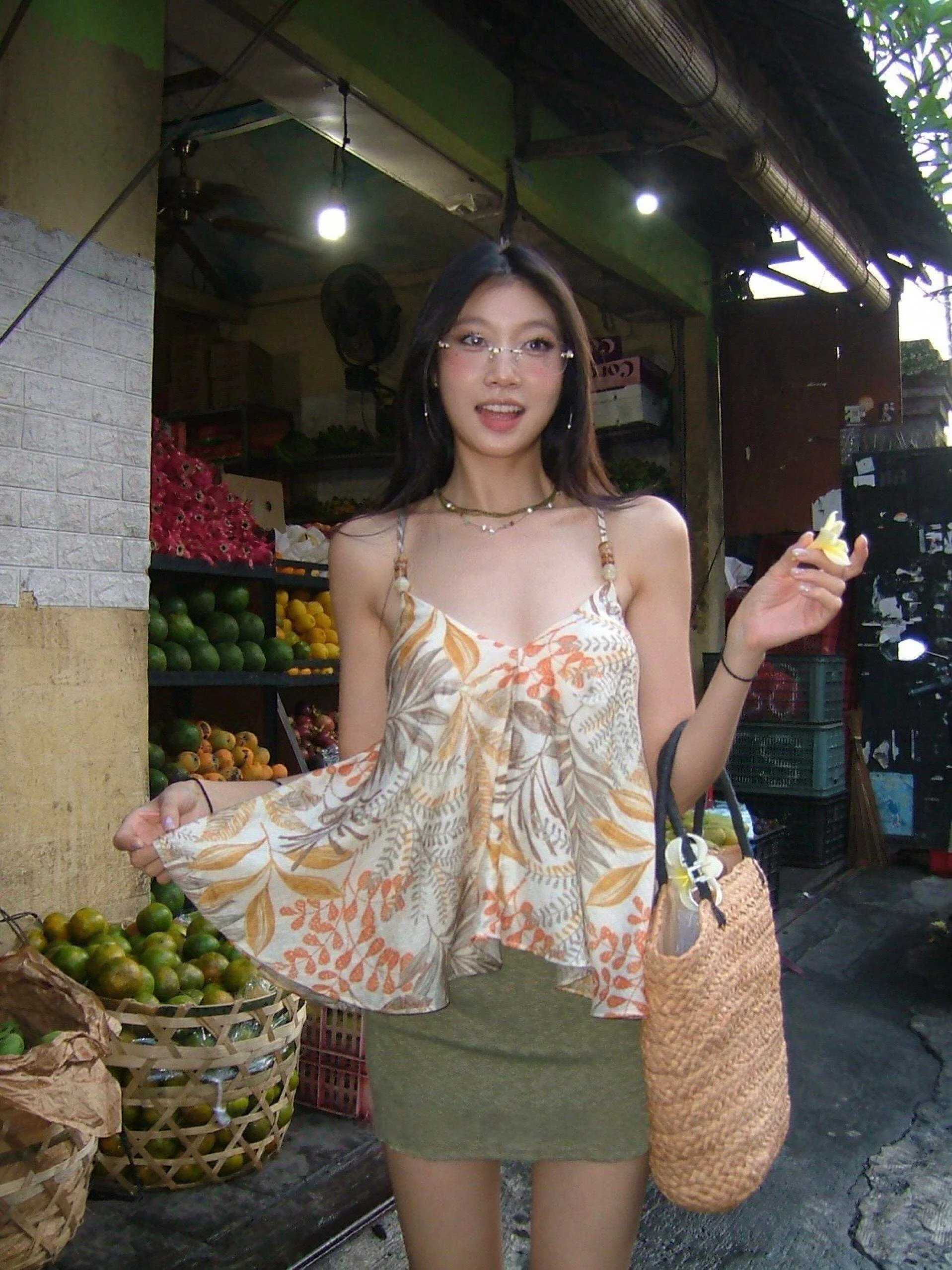 

Fortunee Summer Vaion Sle Le Print V-Ne Strap Top Spicy Girl Aosphere Feeling Bal Women's Vest