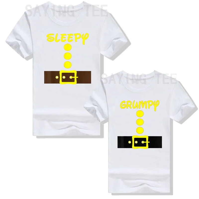 Sleepy Grumpy Dwarf Easy Halloween Group Dwarf Matching Men Women Costume T-Shirt Husband Wife Saying Tee BF GF Graphic Outfits