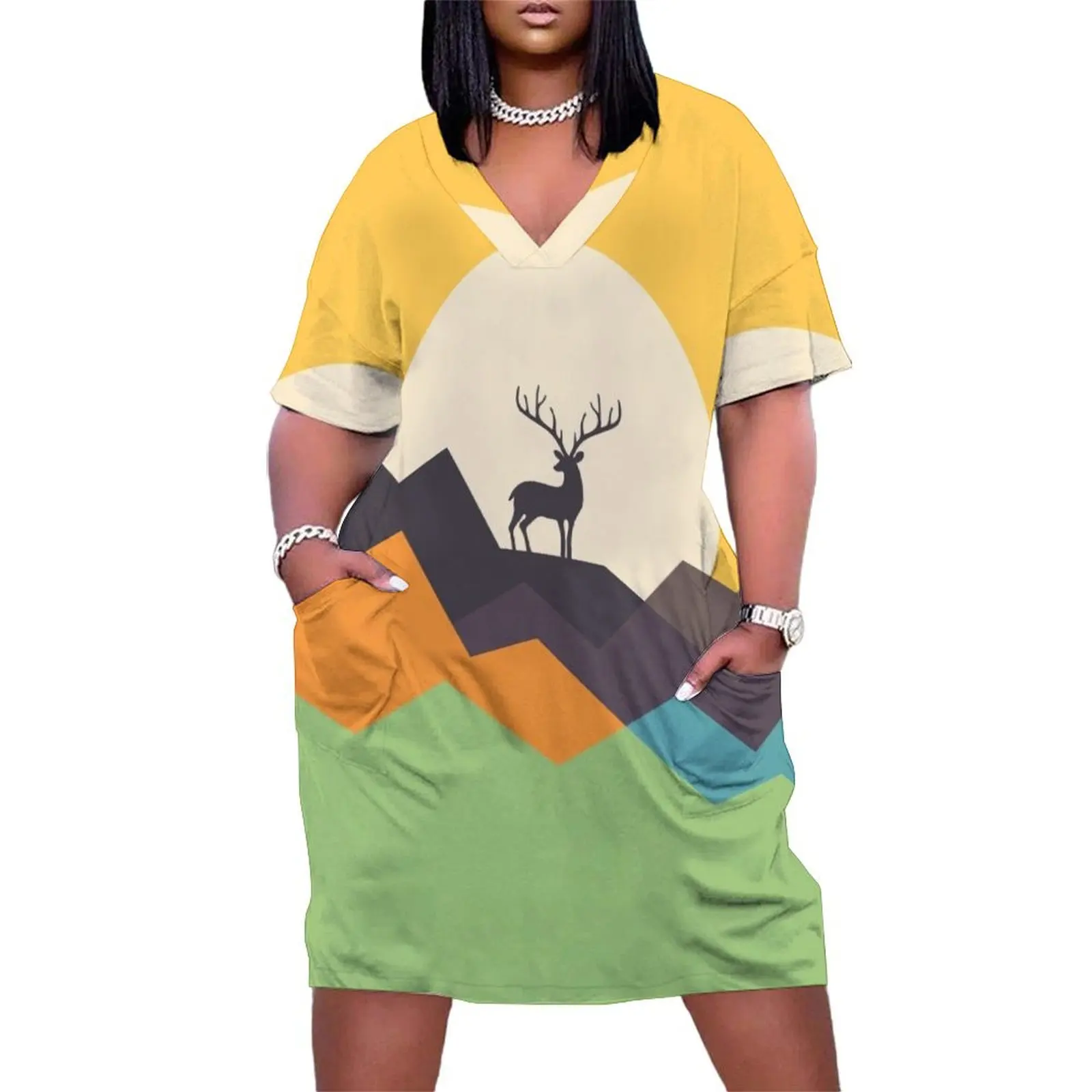 

Deer Loose Pocket Dress long dress women summer dress woman 2025 trendy