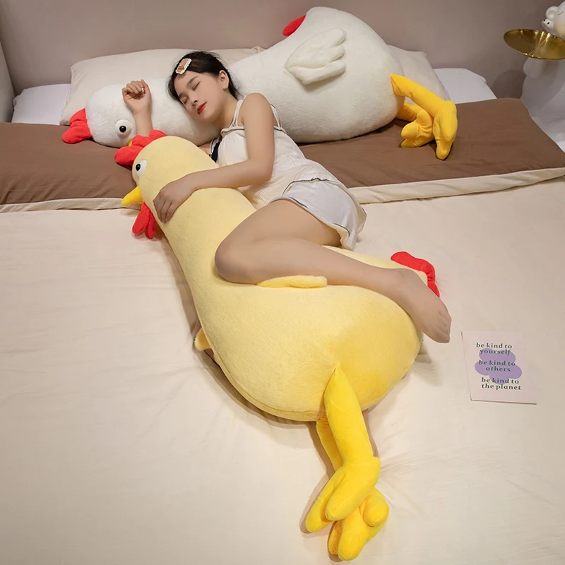 New 60-140CM Giant Chicken Plush Toy Stuffed Animal Gift Sleep Long Pillow Doll Pet Home Decor Birthday Gift for Pregnant Women