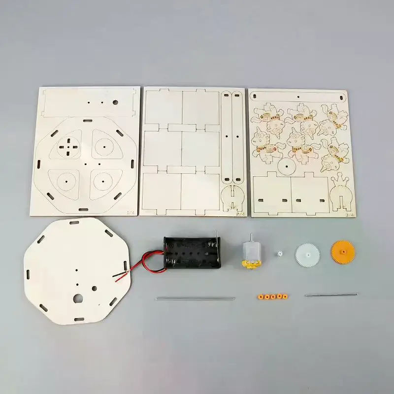 DIY Wooden Carousel STEM Kit Easy Assembly Cute Design Perfect For Kids Science Projects School Home Play