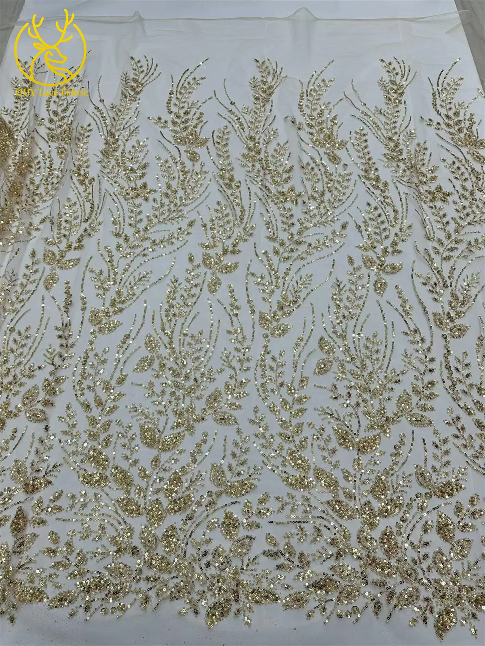 5 Yards grüner afrikanischer Spitzenstoff, hochwertige französische Pailletten, Perlenstickerei, Tüllspitze für nigerianische Frauen, Abendkleid – Detail 28