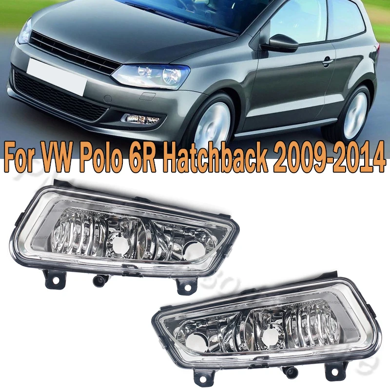 

Передний бампер автомобиля, противотуманная фара в сборе, противотуманная фара с двумя отверстиями для лампочки без лампочки для Volkswagen VW Polo 6R Hatchback 2009 2010 2011 2012-2014