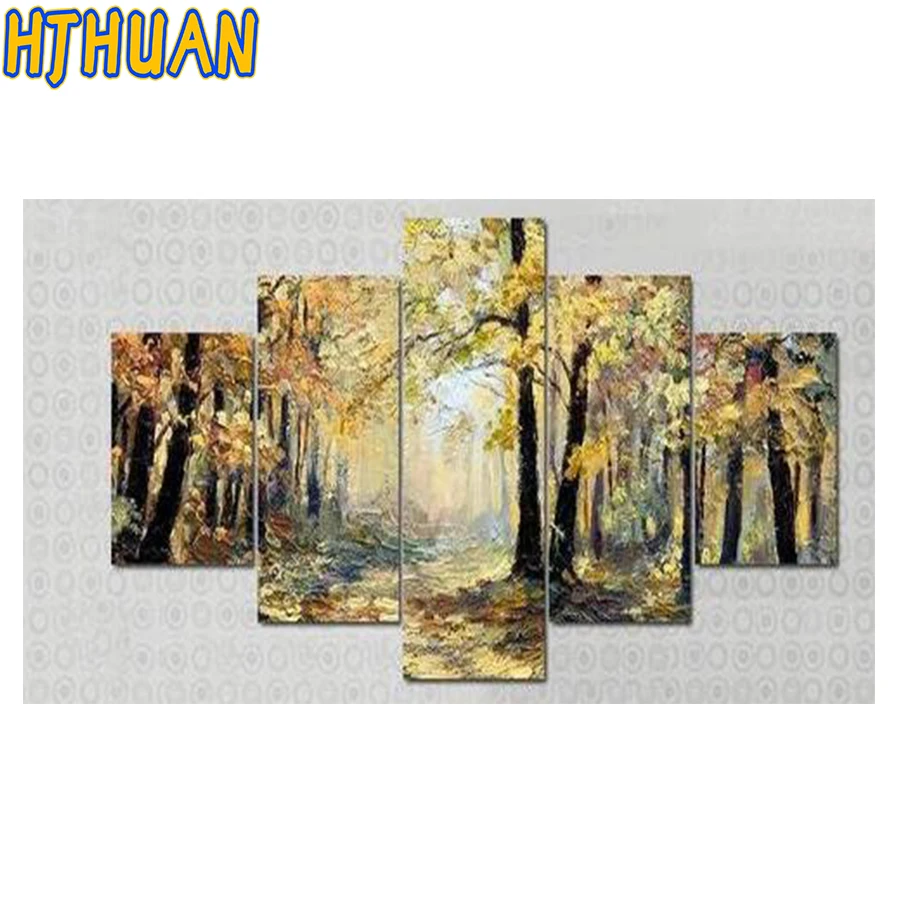 

5pcs New arrival Graffiti forest landscape diamond painting picture rhinestones embroidery diamond mosaic sticker cross stitch