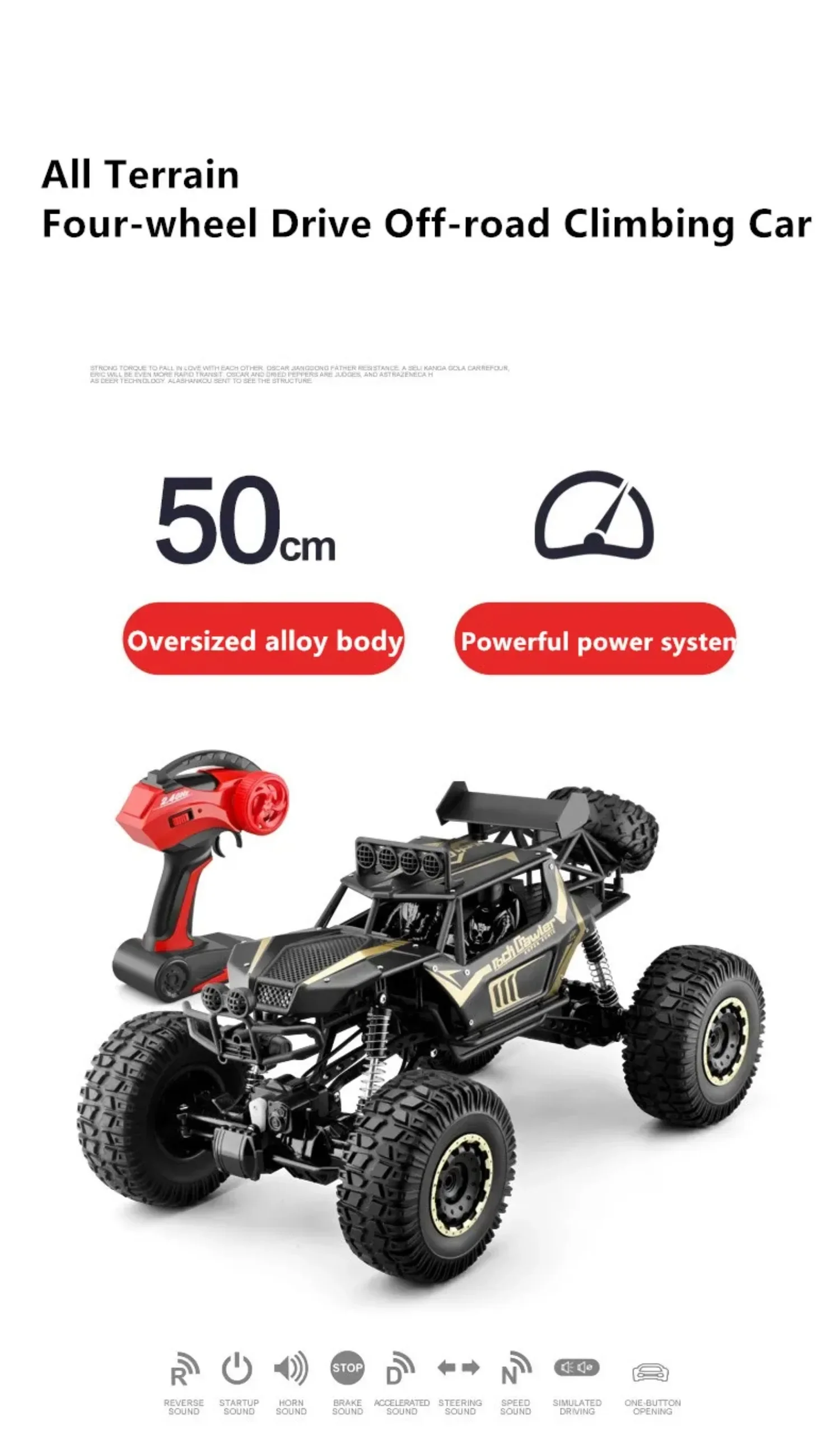 1:8 4WD RC Truck Oversized Alloy Metal Body Big 50cm RC Car Climbing Mountain Off-road 4x4 Vehicle Christmas Gifts Toys For Kids