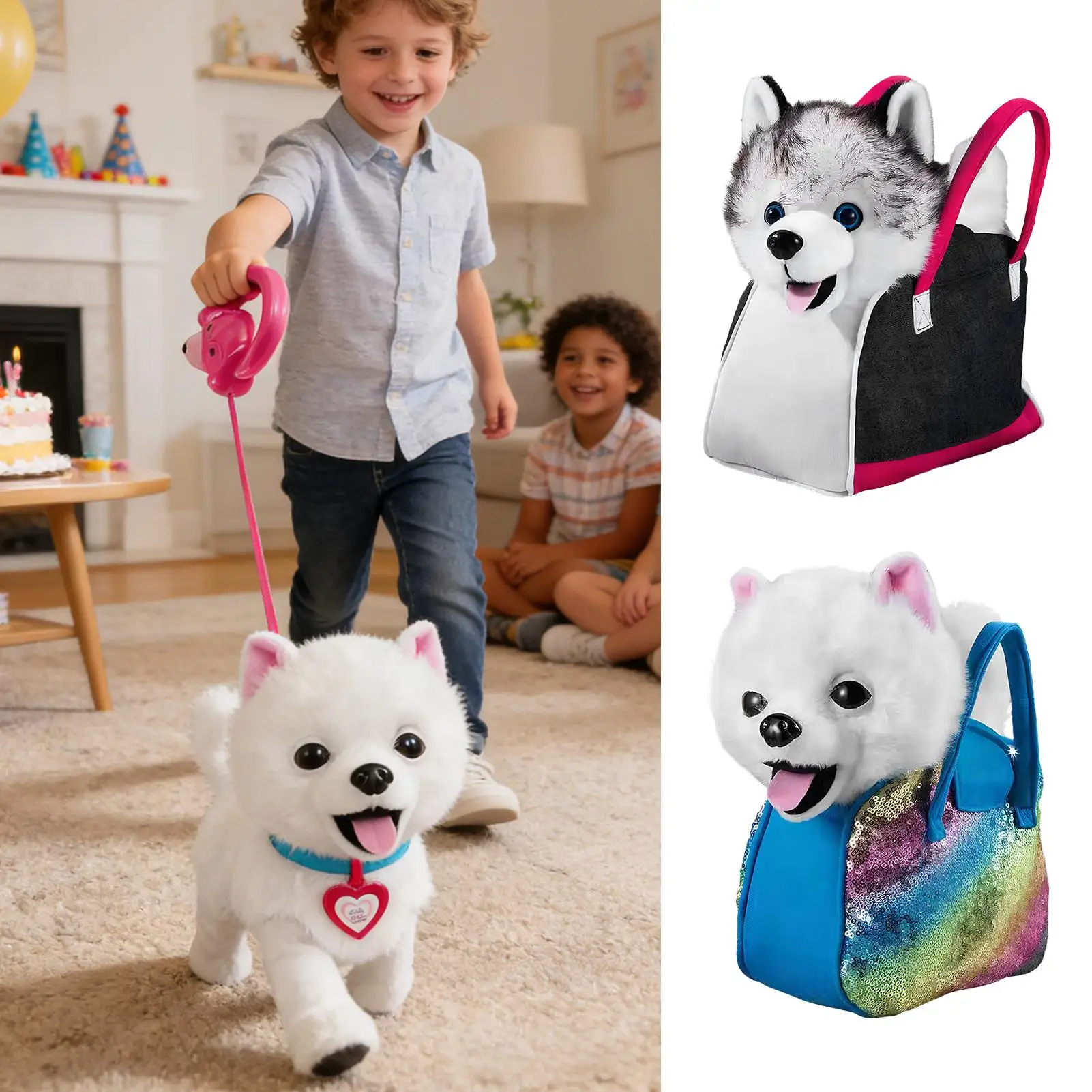 Perro de juguete electrónico calmante interactivo cantando ladrando perro eléctrico para niños niñas adolescentes niños sala de estar dormitorio