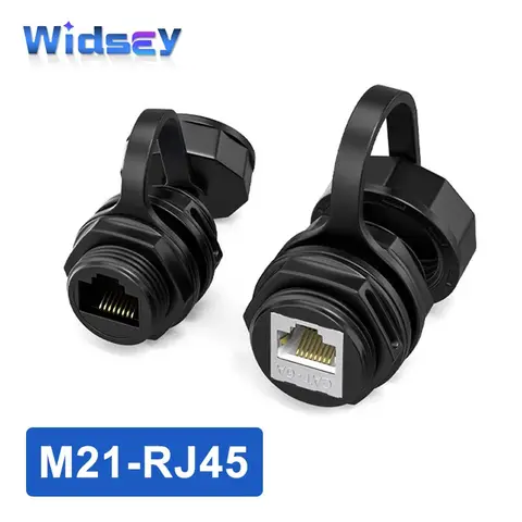 M21 RJ45 Waterproof Connector Industrial Ethernet M25 CAT6A Panel Type Network Plug Direct Waterproof Socket rj45 Circular Joint