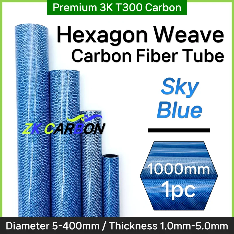 

SKY BLUE Colored Carbon Fiber Tube 1000mm for RC Airplane Parts 3K Hardness Composite Material OD 10-30mm