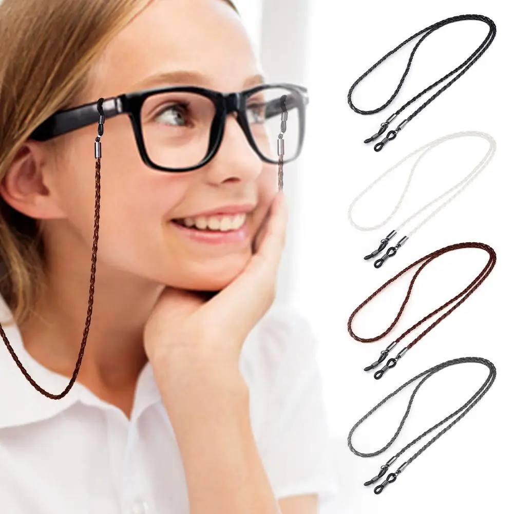 Woman Sunglasses Chain PU Twist Leather Rope Chain Outdoor Reading Non-slip Glasses Multicolor Eyeglass Accessories Sports G8V9