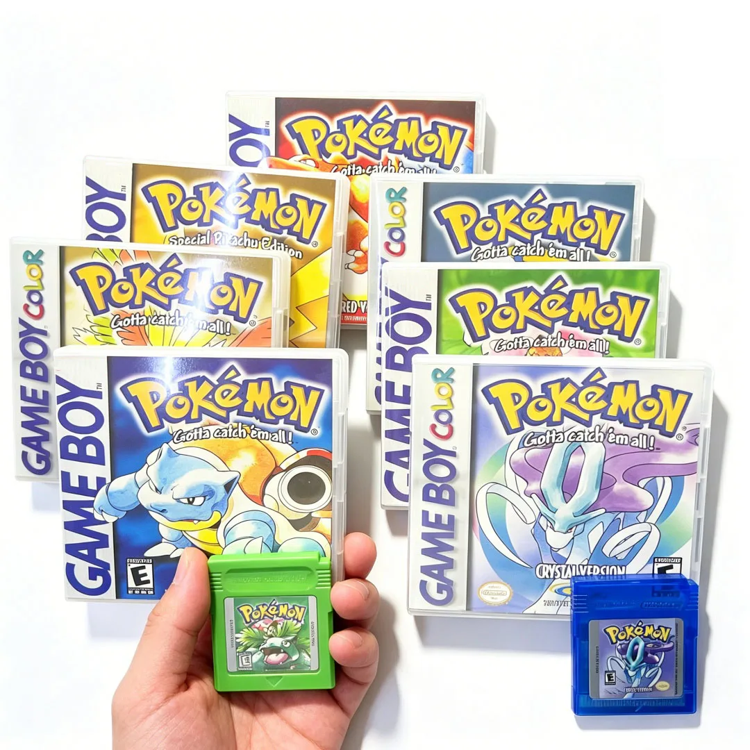 Pokemon Red Blue Crystal Golden Green Silver Yellow GBC Game Card