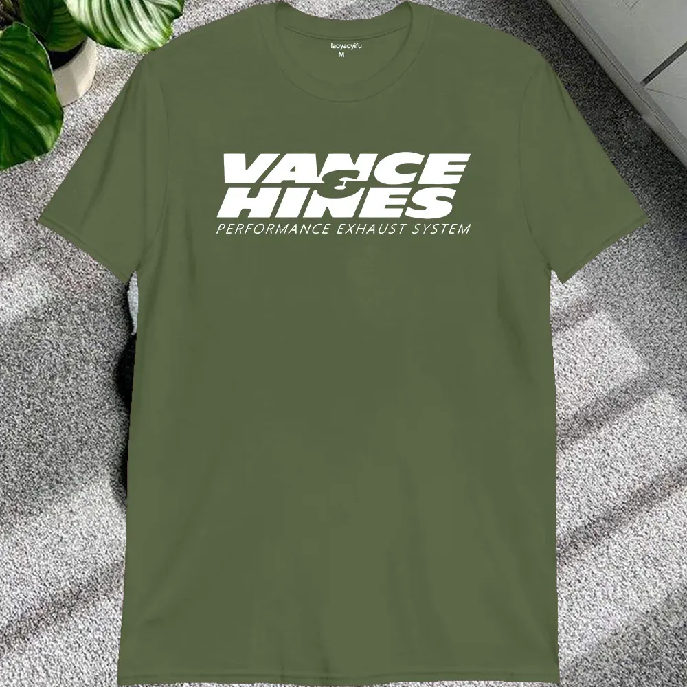 VANCE HINES Printed Fashion Man T-SHIRT Inspired Motorcycle Racing Exhaust Systems Male T Shirt Casual Loose Harajuku Soft Tees