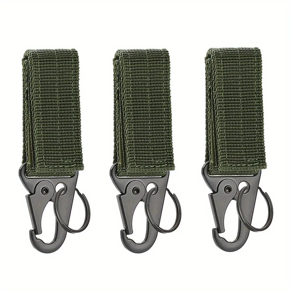 3Pcs Taktische Karabiner Außen EDC Schlüsselbund Nylon Gurtband Schlüssel Halter Camping Rucksack Gürtel Haken Hängen Schnalle Muilter Clip