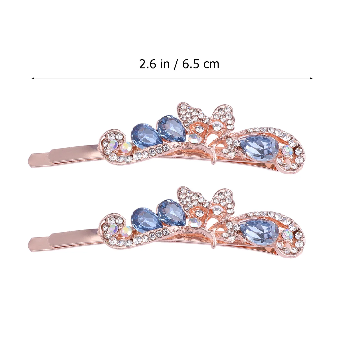 

2Pcs Crystal Hair Clip Set Blue Alloy Barrettes Hairpins Delicate Styling Hair Ornaments Wedding Accessories Hairpins Set