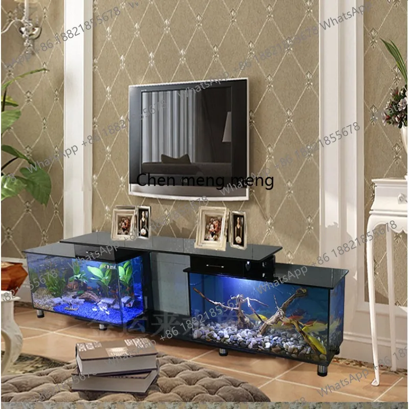 TV cabinet fish tank aquarium living room household ultra-white, glass coffee table water-free double filter ecology