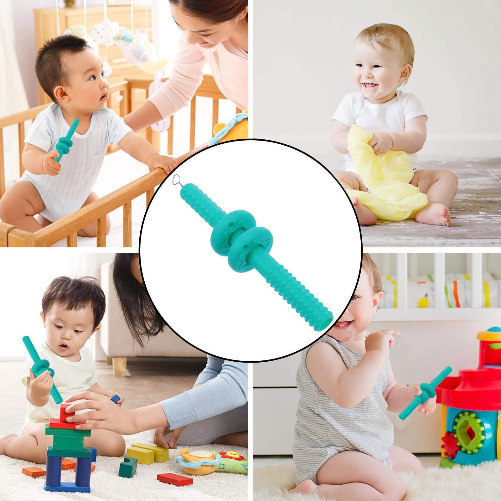 

1Set Hollow Teether Tubes Silicone Baby Teether Soft Flexible for Infant Teething Relief Gum Massage Chewing Aid