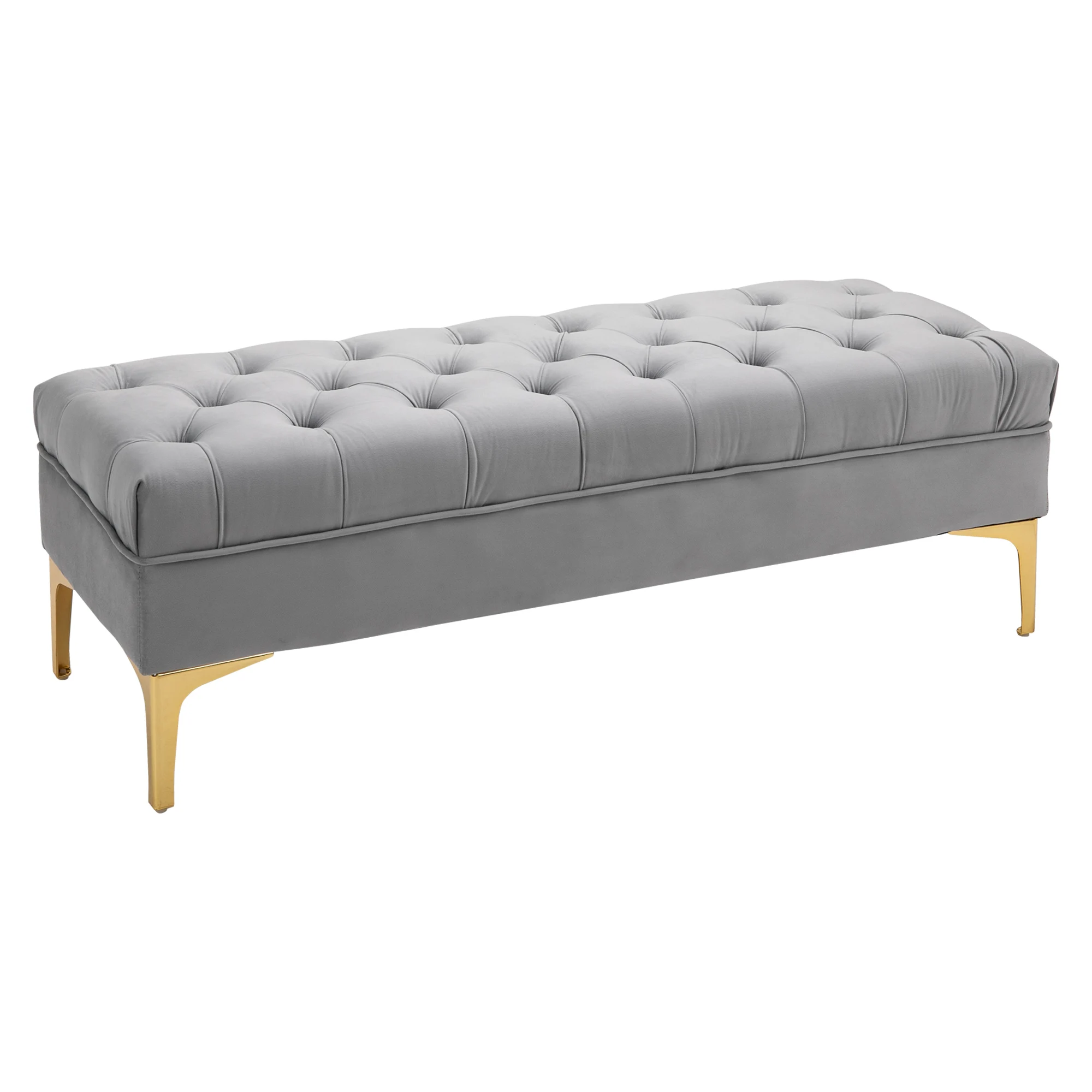 HOMCOM Banco Pie de Cama Taburete Pie de Cama con Asiento Acolchado y Patas Metálicas Banqueta de Dormitorio para Entrada