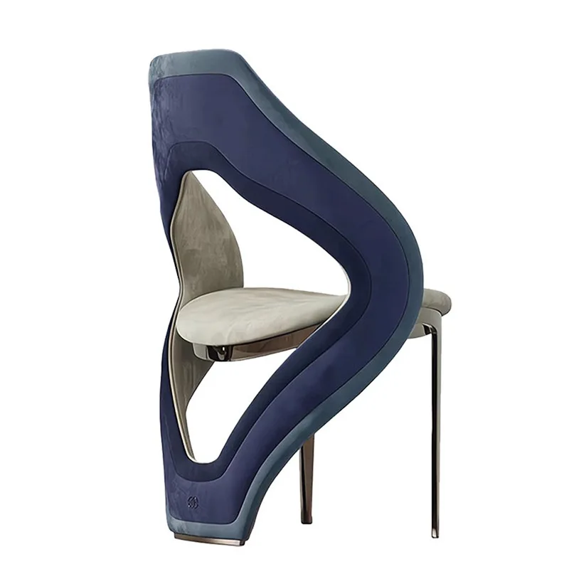 

New Italian leather art home dining chair, high-end simple modern living room chair high-end negotiation