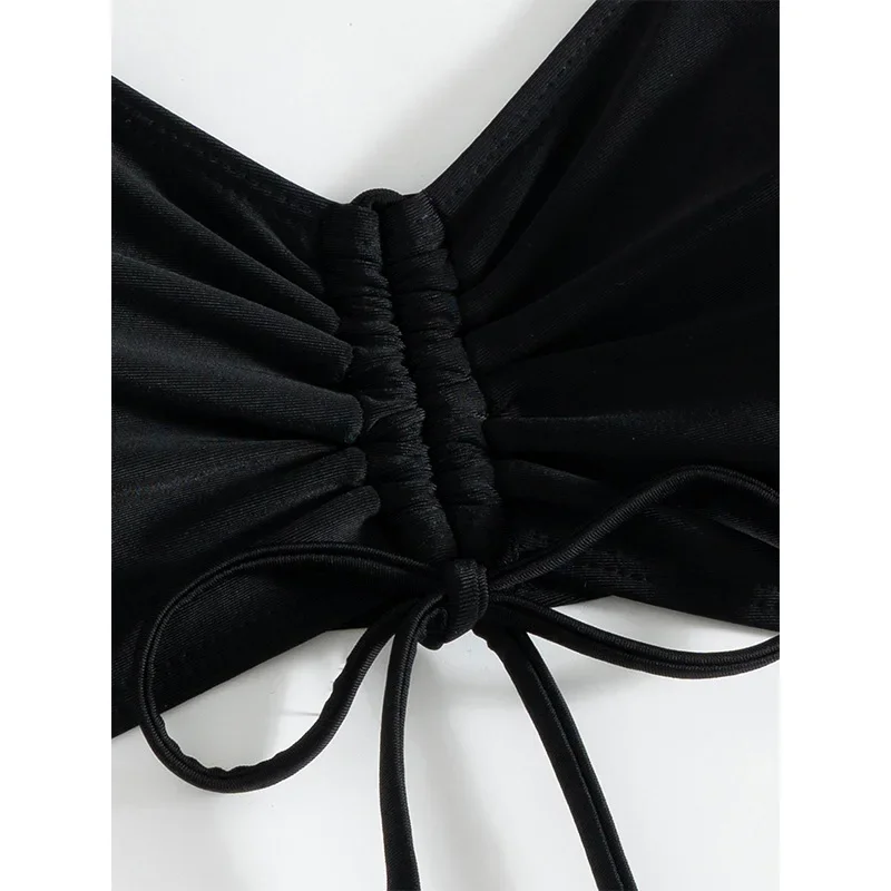 Women Bathing Suit 3 Piece Swimsuit Kimono Sports High Waist Bikini Beach Cover Up Drawstring Swimwear Print Bathing Suit Swim